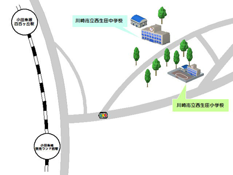 よみうりランド駅からの簡略図